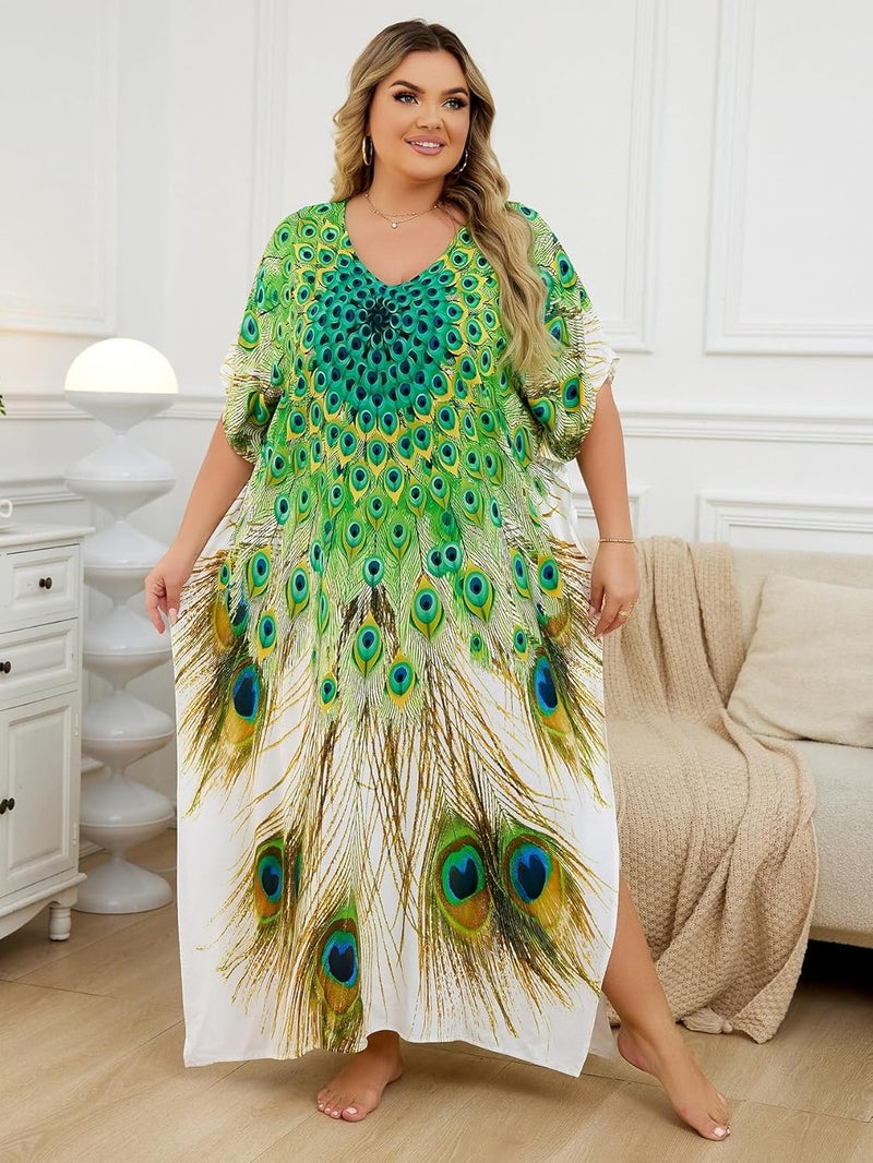 IMAGEKOPE Kaftan Dresses for Women Plus Size Bathing Suit Cover up Caftan Maxi Beach Dresses - Image 5